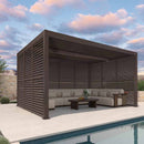 PURPLE LEAF Athena Louvered Pergola Bronze Outdoor Aluminum Pergola with Shutter Wall Adjustable Gazebo Rainproof for Patio Deck Garden