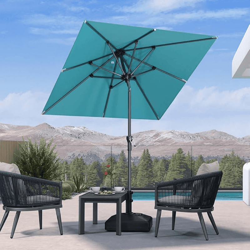 PURPLE LEAF Crank and Tilt Table Umbrella Outdoor Patio Market Umbrella with Visible Hand Crank System