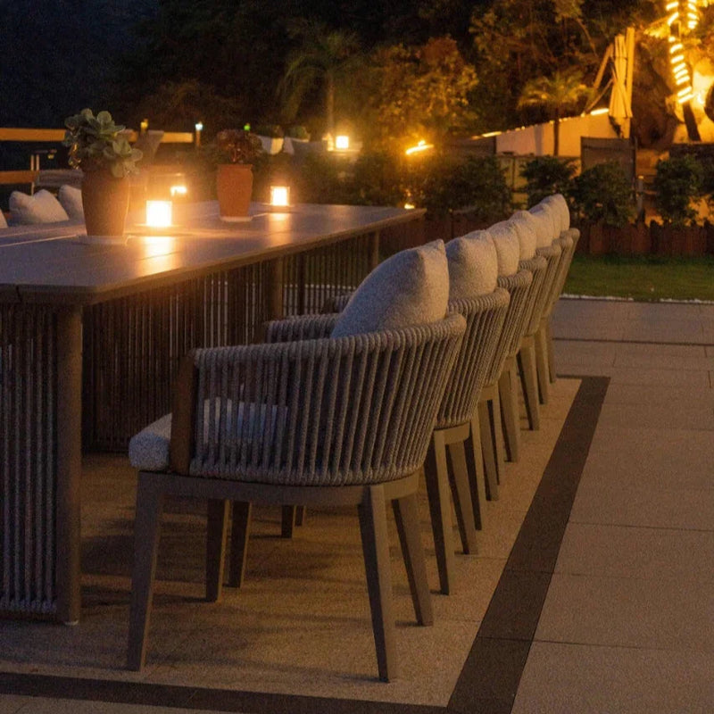 PURPLE LEAF Outdoor Dining Set for Family, Aluminum Outdoor Patio Table and Chairs Set with Olefin Cushions, Patio Furniture Set for Garden or Deck, Beige