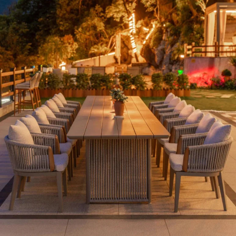 PURPLE LEAF Outdoor Dining Set for Family, Aluminum Outdoor Patio Table and Chairs Set with Olefin Cushions, Patio Furniture Set for Garden or Deck, Beige