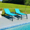 PURPLE LEAF Extra Large 2 Pieces Outdoor Aluminum Chaise Lounge Chair with Wheels