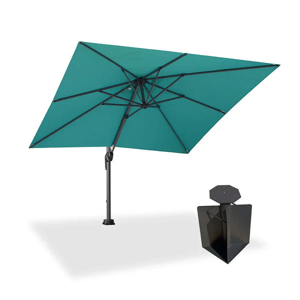 Purple Leaf 8'x8' Offset Cantilever Umbrella with 360 Rotation 7' High Outdoor Patio Umbrella with Weighted Base for Poolside, Deck, Garden Turquoise