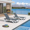 PURPLE LEAF Patio Chaise Lounge Set of 2 Plastic Pool Outdoor Lounge Chair with Aluminum Frame Stackable Patio Tanning Chairs for Poolside Sunbathing Beach Deck Yard