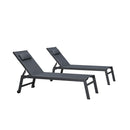 PURPLE LEAF Outdoor Lounge Chair Patio Chaise Pool Lounger Aluminum Frame with Side Table and Wheels for Outside Sunbathing Tanning Recliner Including Pillows