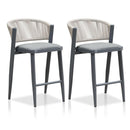 PURPLE LEAF Counter Height Bar Stool Set of 2 Outdoor Stool Chair with Footrest Patio Bar Height Stools Rattan Barstools for Outdoor or Indoor