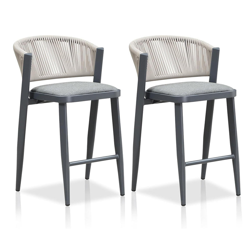 PURPLE LEAF Counter Height Bar Stool Set of 2 Outdoor Stool Chair with Footrest Patio Bar Height Stools Rattan Barstools for Outdoor or Indoor