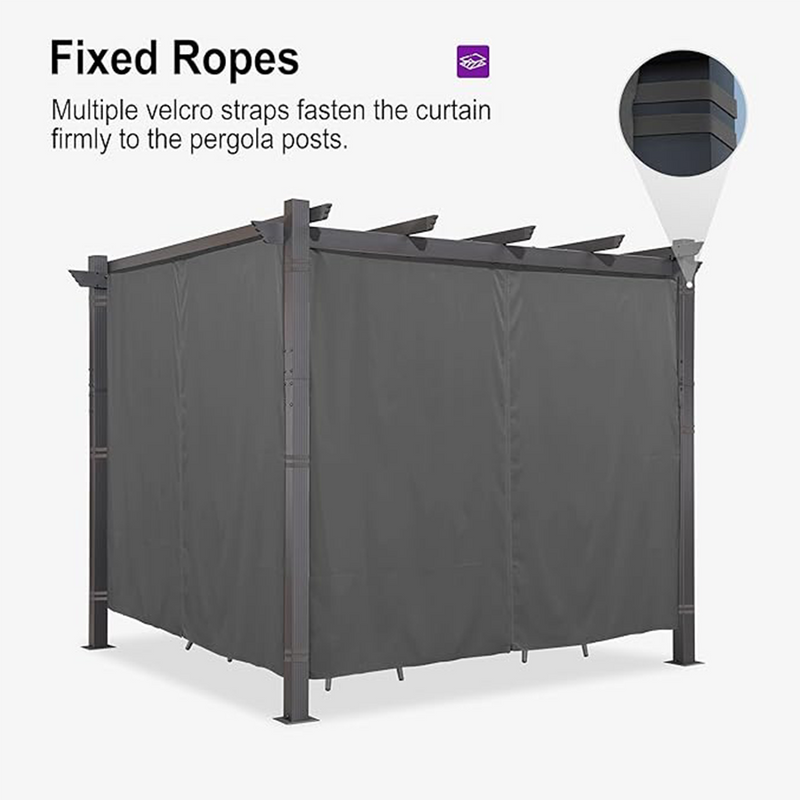 PURPLE LEAF Outdoor Pergola with Retractable Canopy Aluminum Shelter for Beach Porch Garden  Shade Pavilion Pergola  with Curtains