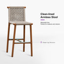 PURPLE LEAF Bar Stools Set of 2 with Back Aluminum Patio Counter Height Stools for Pool Lawn Kitchen All Weather Wicker Outdoor Bar Chairs