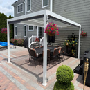 PURPLE LEAF Athena Louvered Pergola Modern White Pergola with Adjustable Roof for Deck Backyard Garden