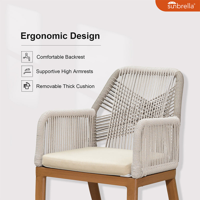 PURPLE LEAF Outdoor Dining Set with Sunbrella Cushions wicker patio table set  for Kitchen Deck Garden Outdoor Furniture Sets