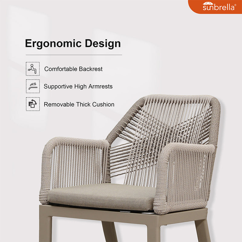 PURPLE LEAF Outdoor Dining Set with Sunbrella Cushions wicker patio table set  for Kitchen Deck Garden Outdoor Furniture Sets