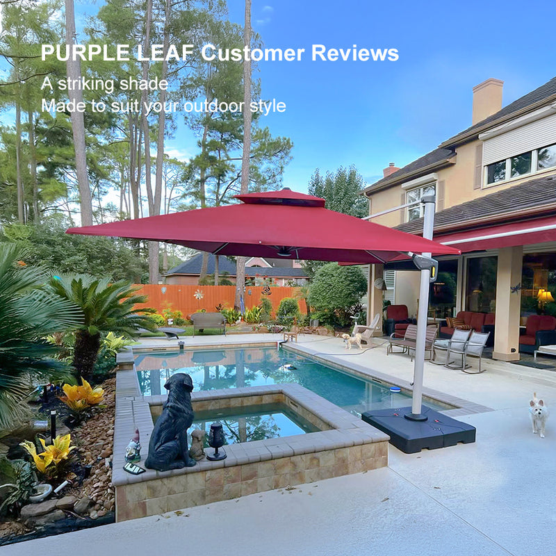 PURPLE LEAF Best Square Cantilever Pool Umbrella Outdoor Patio Sun Porch Umbrella