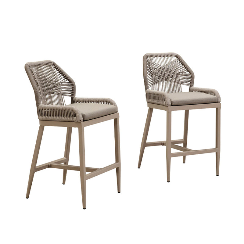 PURPLE LEAF Patio Sunbrella Bar Stools Set of 2  Rattan Bar Aluminum Bar Stool Outdoor Barstools with Back and Cushion for Garden Kitchen Island