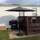 PURPLE LEAF Black Frame Outdoor Market Umbrellas Yard Tilting Patio Table Umbrella with Base