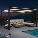 PURPLE LEAF Louvered Pergola Grey Outdoor Aluminum Pergola with Strip Lights Adjustable Gazebo for Patio Deck Garden