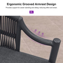 PURPLE LEAF Patio Bar Stools Set of 2 Outdoor Wicker Modern High Bar Chairs Metal Cushioned Barstools with Backs and Ergonomic Armrest for Balcony Garden Indoor Kitchen Island