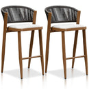 PURPLE LEAF Counter Height Bar Stool Set of 2 Outdoor Stool Chair with Footrest Patio Bar Height Stools Rattan Barstools for Outdoor or Indoor