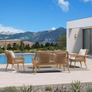 PURPLE LEAF Rivra 4-Piece Patio Conversation Set with Wicker Chairs and hick Sofa Cushions for Garden