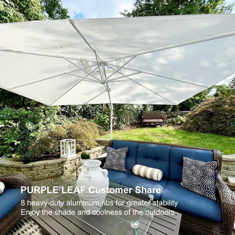 【Outdoor Idea】PURPLE LEAF Best White Outdoor Cantilever Umbrella with Base