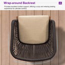 Clearance-PURPLE LEAF Patio Dining Set Cushions Wicker Chairs and Cylindrical Leg Dining Table