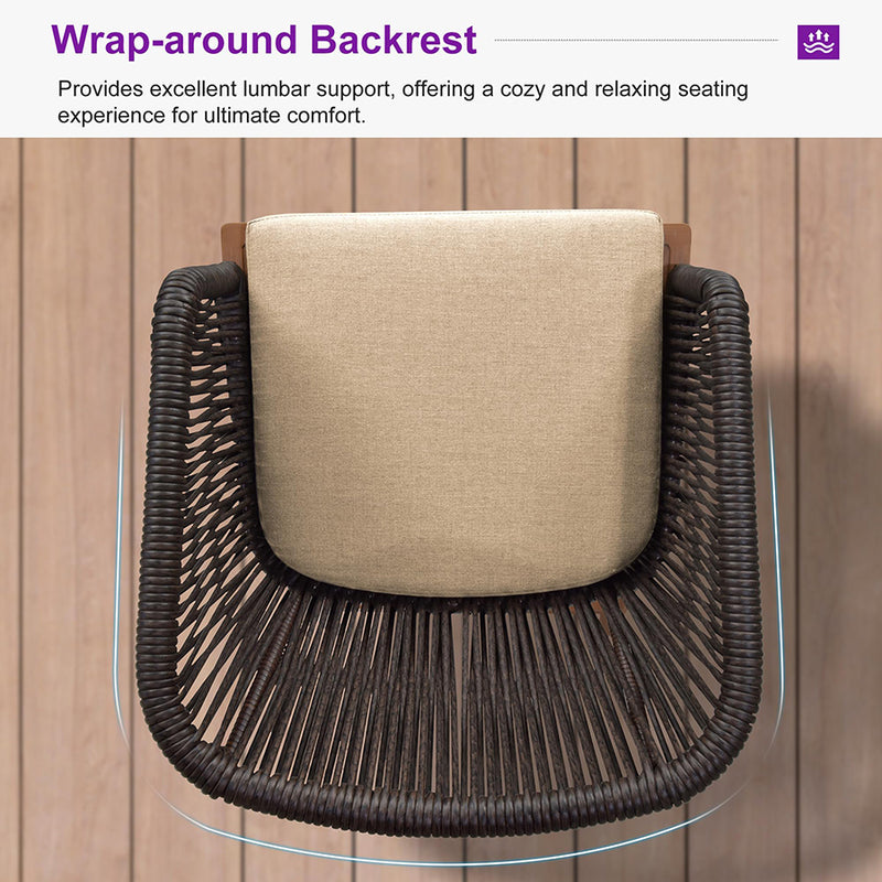 Clearance-PURPLE LEAF Patio Dining Set Cushions Wicker Chairs and Cylindrical Leg Dining Table