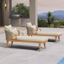 PURPLE LEAF Outdoor Lounge Chair, Patio Chaise Lounge with Cushioned Seat & Supportive Armrests, Ergonomic Aluminum Pool Lounge Chairs for Backyard Deck Poolside, Teak