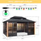 PURPLE LEAF Sunroom Hardtop Gazebo Solarium Wood Grain  Galvanized Steel Double Roof All-Weather Aluminum Outdoor Screen House with String Lights