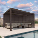 PURPLE LEAF Athena Louvered Pergola Bronze Outdoor Aluminum Pergola with Shutter Wall Adjustable Gazebo Rainproof for Patio Deck Garden