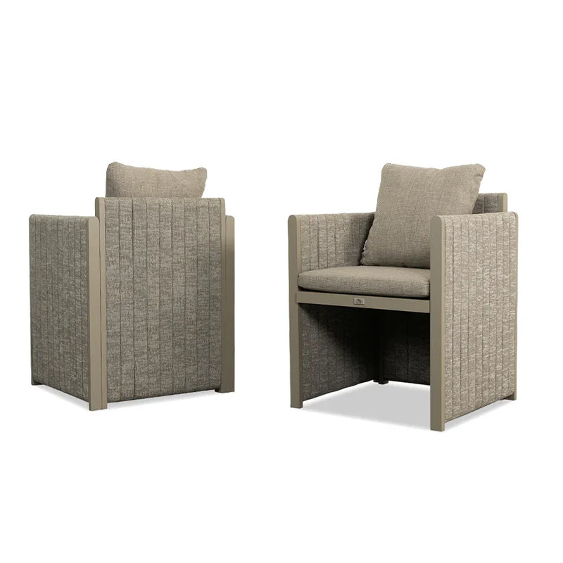 PURPLE LEAF Sanori Patio Dining Set Modern Large Weather-Resistant Table and Aluminum Chairs with Cushions for Garden Beige