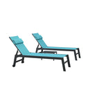 PURPLE LEAF Outdoor Lounge Chair Patio Chaise Pool Lounger Aluminum Frame with Side Table and Wheels for Outside Sunbathing Tanning Recliner Including Pillows