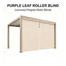 PURPLE LEAF Athena Louvered Pergola Champagne Outdoor Aluminum Pergola with Solid Color Roller Blind Adjustable Gazebo for Patio Deck Garden