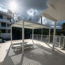 PURPLE LEAF Athena Louvered Pergola Modern White Pergola with Adjustable Roof for Deck Backyard Garden