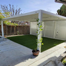 PURPLE LEAF Athena Louvered Pergola white Outdoor Aluminum Pergola with Shutter Wall Adjustable Gazebo Rainproof for Patio Deck Garden