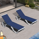 Clearance-PURPLE LEAF Patio Chaise Lounge Plastic Pool Outdoor Lounge Chair with Aluminum Frame Stackable Patio Tanning Chairs for Poolside Sunbathing Beach Deck Yard