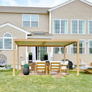 PURPLE LEAF Louvered Pergola Outdoor Wood Grain Aluminum Pergola with Adjustable Roof Patio Hardtop Gazebo for Backyard Garden