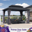 PURPLE LEAF Grey Hardtop Gazebo with Heavy Duty Galvanized Steel Double Roof with Netting and Curtains