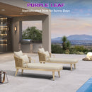 PURPLE LEAF Outdoor Lounge Chair, Patio Chaise Lounge with Cushioned Seat & Supportive Armrests, Ergonomic Aluminum Pool Lounge Chairs for Backyard Deck Poolside, Teak