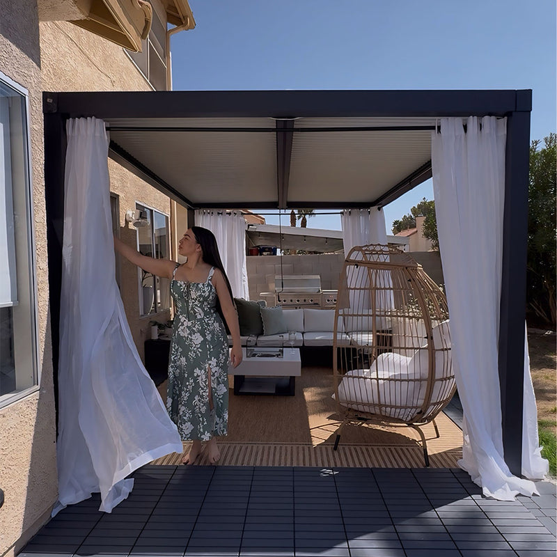 PURPLE LEAF Louvered Pergola Modern Grey Pergola with White Roof for Deck Backyard Garden