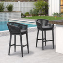 Purple Leaf Counter Bar Stools Chair Set of 2, Modern Aluminum Wicker Bar Chair Indoor and Outdoor