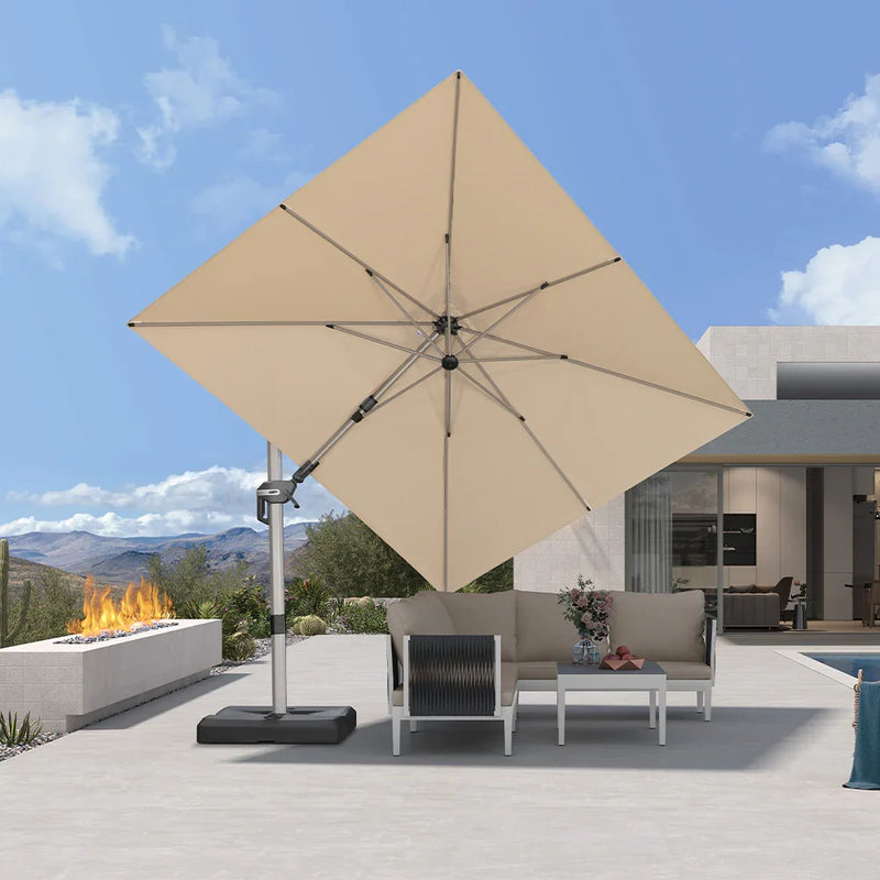 PURPLE LEAF Deluxe Left-Right Tilting Patio Umbrella Outdoor Swivel Cantilever Umbrellas