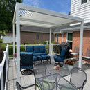 PURPLE LEAF Athena Louvered Pergola Modern White Pergola with Adjustable Roof for Deck Backyard Garden