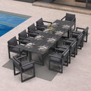 PURPLE LEAF Caesar Outdoor Dining Set Aluminum Luxury Patio Furniture Table and Chairs Set with Olifen Removable Thick Cushion and Pillow Patio Dining Sets for Garden Deck