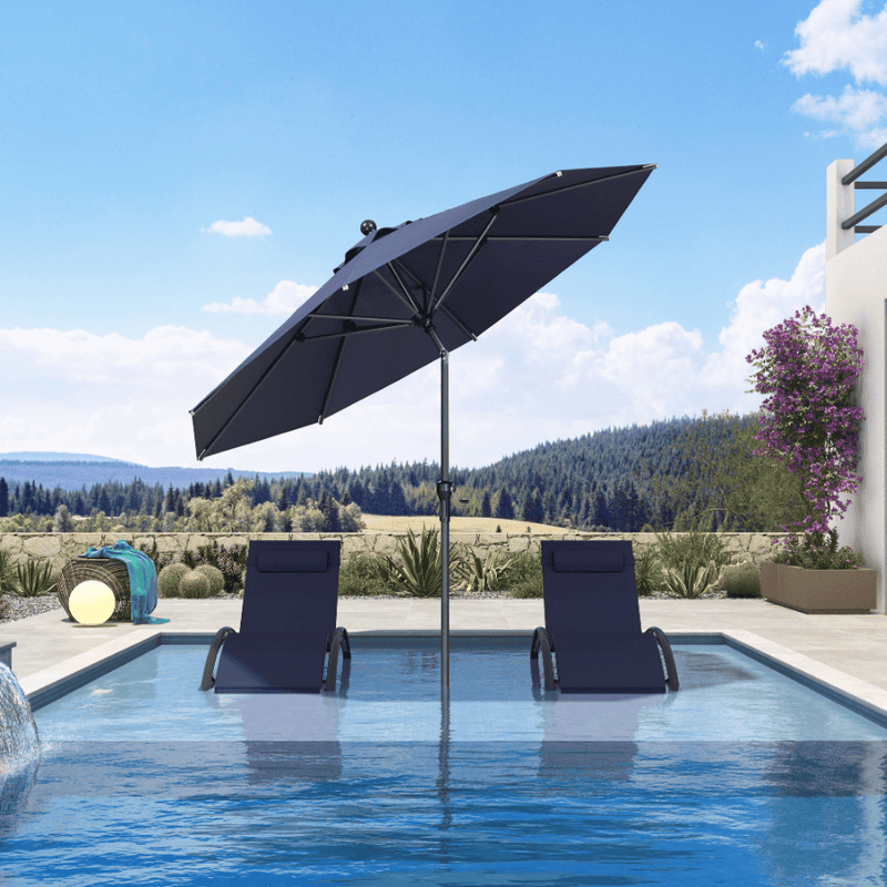 PURPLE LEAF Crank and Tilt Table Umbrella Outdoor Patio Market Umbrella with Visible Hand Crank System