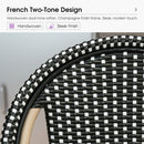 PURPLE LEAF Patio French Counter Stool Set of 2 Outdoor Backrest Barstools Aluminum Frame Woven Rattan for Indoor Kitchen Garden Balcony Restaurant