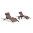PURPLE LEAF Outdoor Chaise Lounge Chair  Patio Pool Lounger Bronze Aluminum Chairs with Side Table Adjustable Tanning Recliner for Outside Backyard Yard Deck Balcony Beach