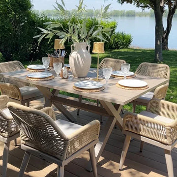 Aluminum Frame Patio Furniture PE Rattan Dining Set