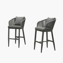PURPLE LEAF Outdoor Bar Stools Patio Modern Aluminum Rattan High Back & Arms Bar Chairs with Removable Cushions and Pillows  for Outdoor or Indoor
