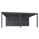 PURPLE LEAF Athena Louvered Pergola Grey Outdoor Aluminum Pergola with Shutter Wall Adjustable Gazebo Rainproof for Patio Deck Garden