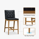 PURPLE LEAF Outdoor Counter Height Stools Set of 2, PU Leather Patio Bar Set with Aluminum Frame, Bar Chairs for Poolside, Garden, Kitchen Island