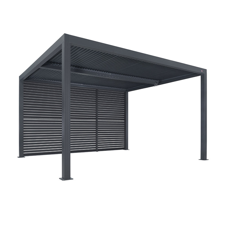 PURPLE LEAF Louvered Pergola Grey Outdoor Aluminum Pergola with Shutter Wall Adjustable Gazebo Rainproof for Patio Deck Garden